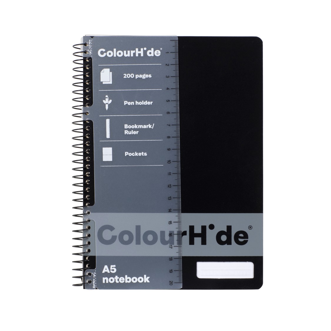 NOTEBOOK COLOURHIDE A5 BLACK 200PG
