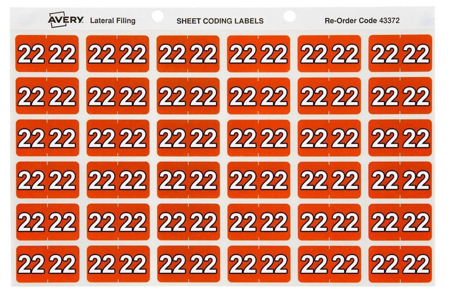 SP- LABEL AVERY 25 X 38 MM 22 SIDE TAB COLOUR CODING LABELS ORANGE PK180