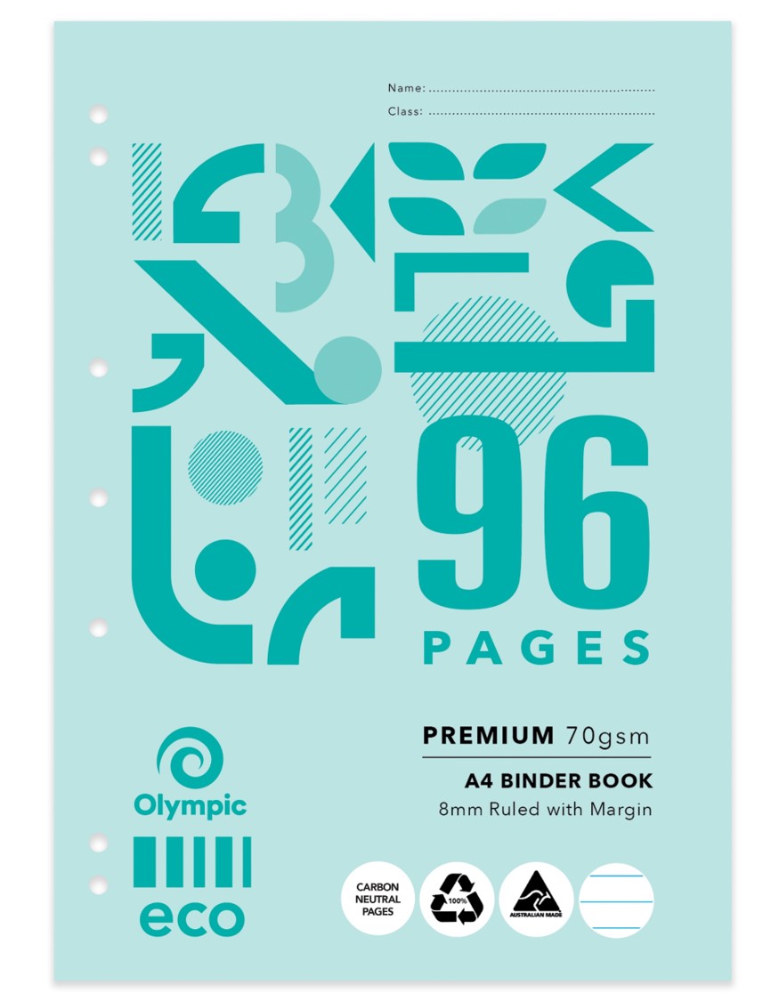 BINDER BOOK OLYMPIC ECO A4 8MM RULED 96PG