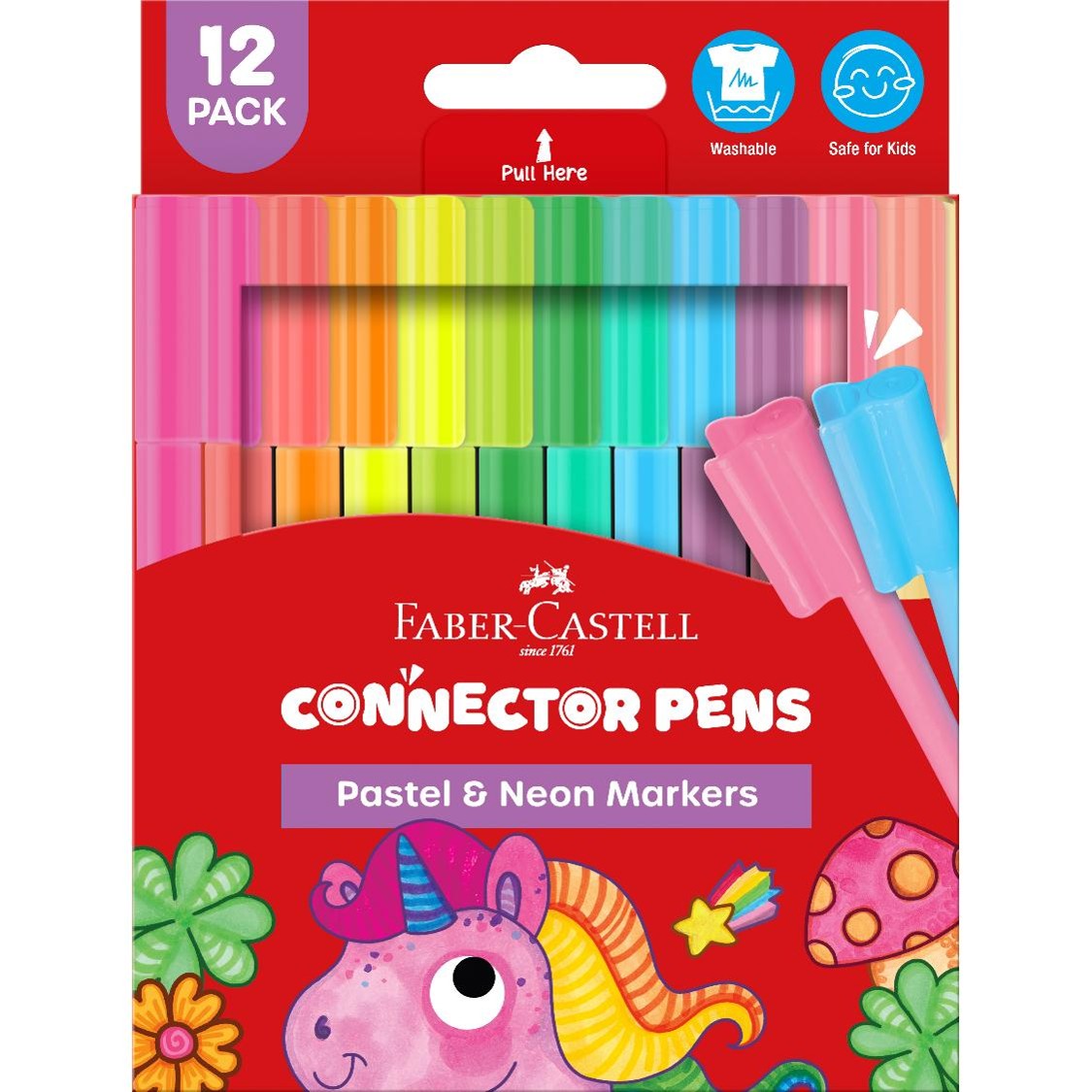 MARKER FABER-CASTELL CONNECTOR PEN PASTEL & NEON ASSTD PK12