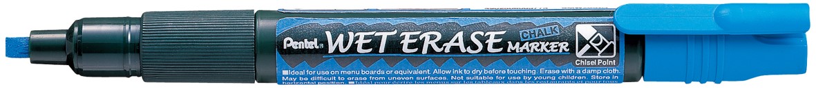 SP- MARKER PENTEL 3.0MM LIQUID CHALK WET ERASE REVERSIBLE NIB BLUE