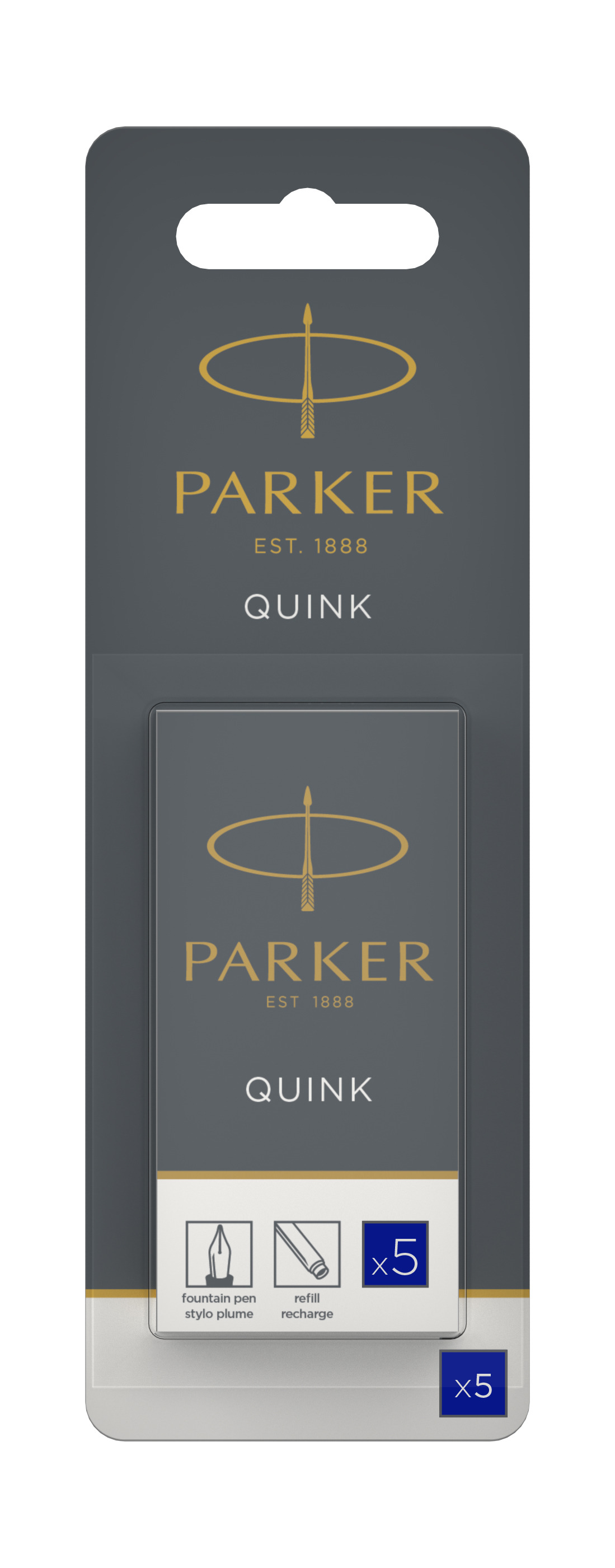 INK CARTRIDGE PARKER PERMANENT BLUE PK5