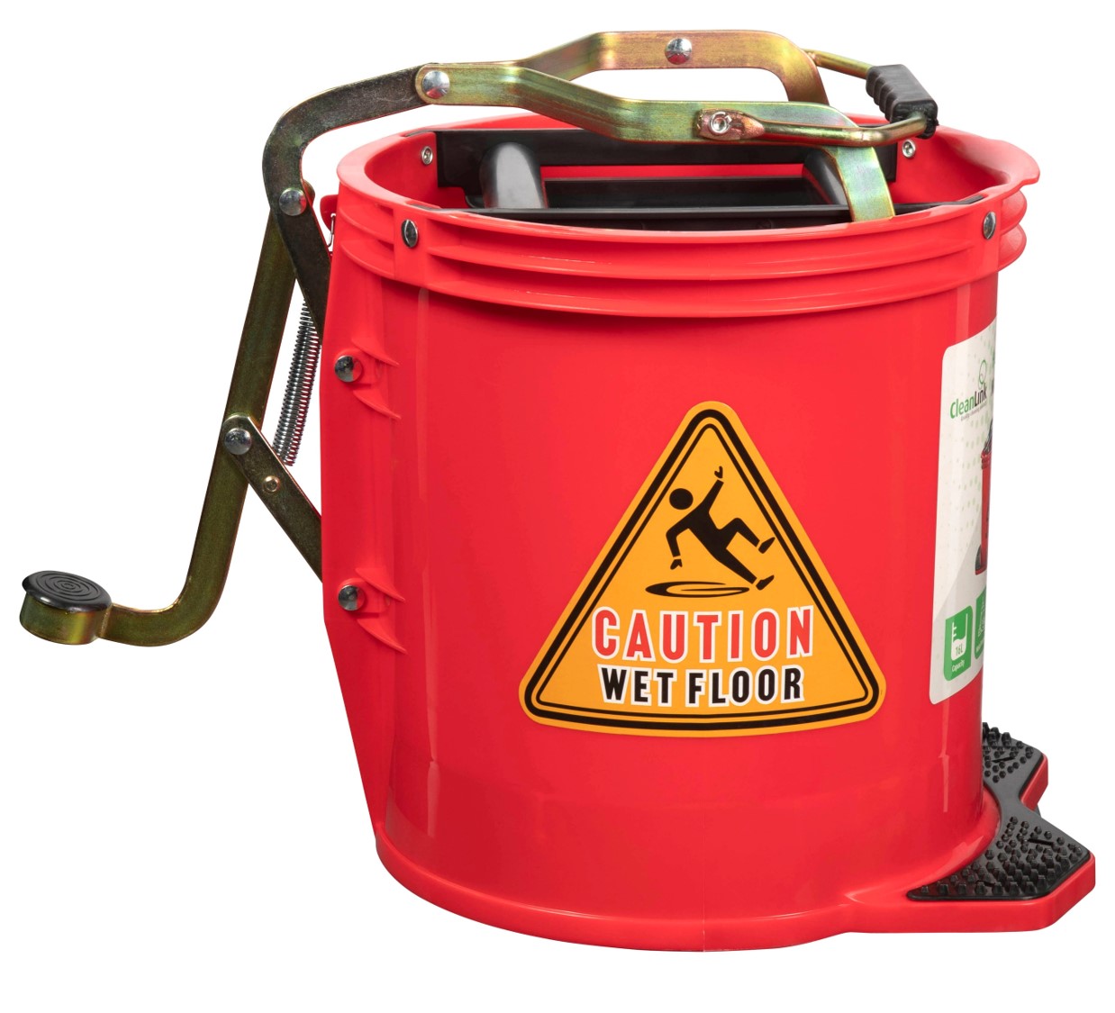 MOP BUCKET CLEANLINK 16L HD METAL WRINGER RED