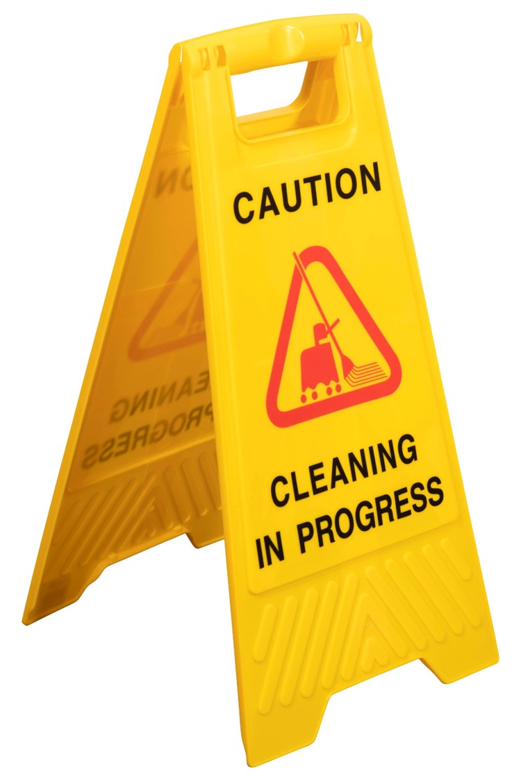 SAFETY SIGN CLEANLINK 32X31X65CM CLEANING IN PROGRESS YELLOW