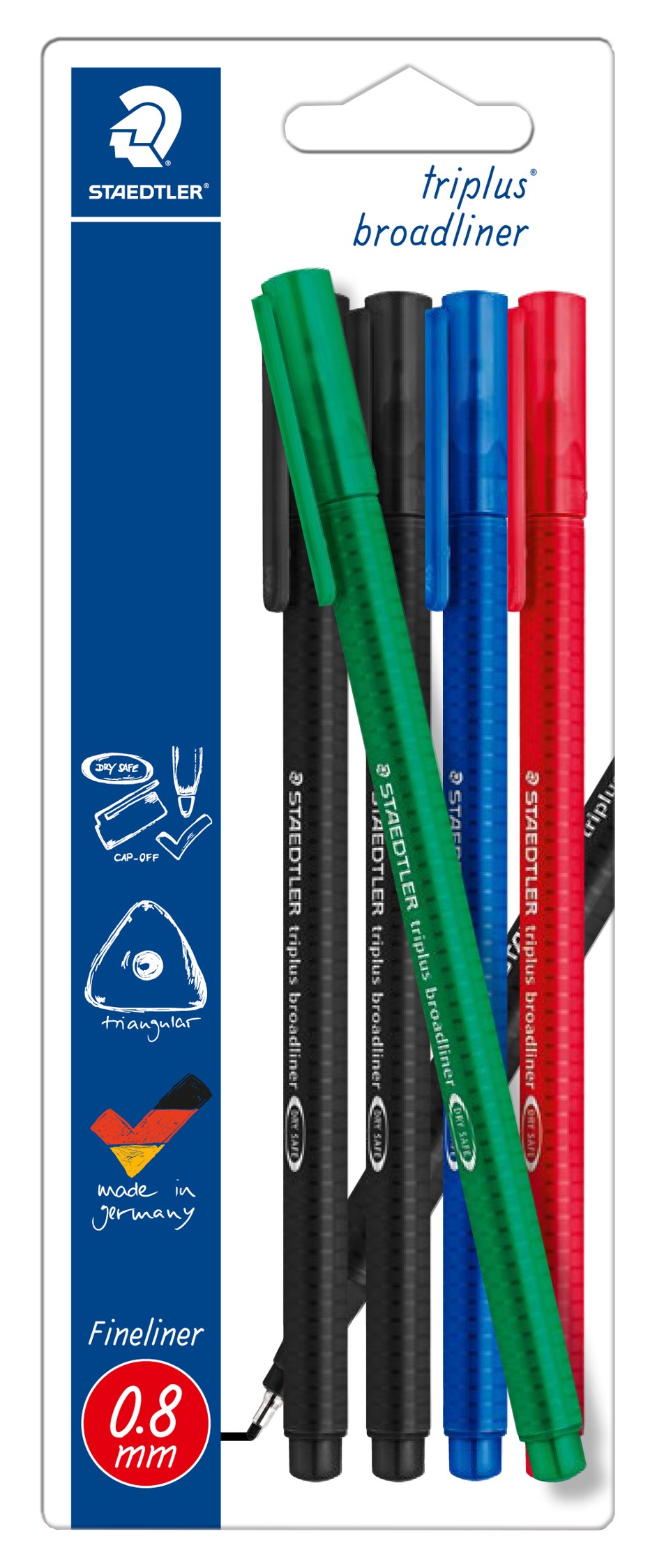 PEN STAEDTLER TRIPLUS WRITE BROADLINER DRAW OR COLOUR ASSORT BLISTER OF 5