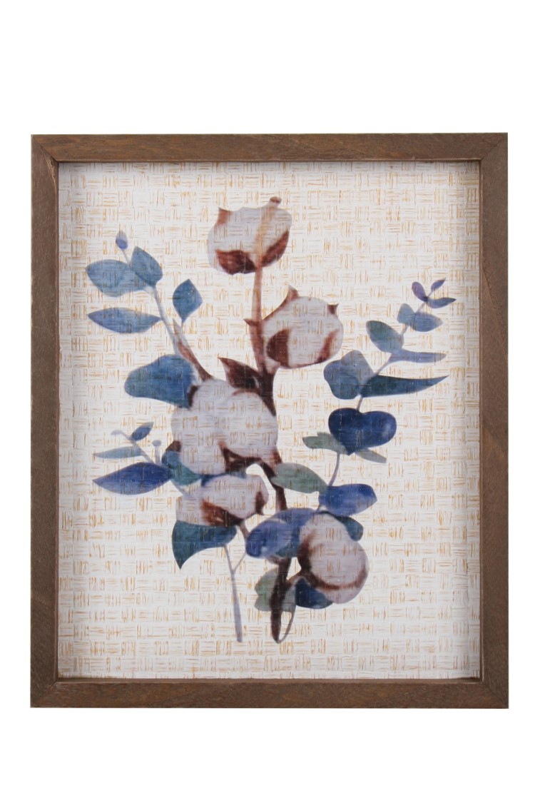 GIFT ACP 30X25X3CM WALL ART COTTON EUCALYPTUS FRAME