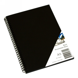 VISUAL ART DIARY QUILL A5 SPIRAL BLACK PAPER 45LF