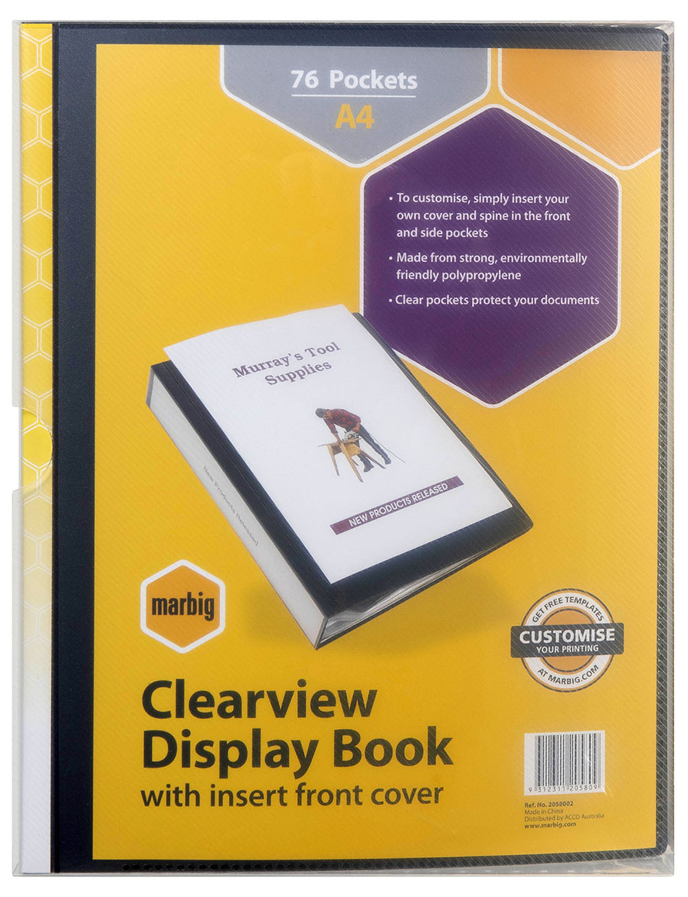 SP- DISPLAY BOOK MARBIG CLEARVIEW NON-REFILLABLE BLACK 76 POCKETPG