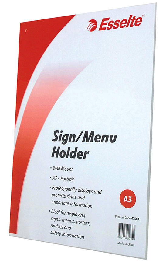 SP- HOLDER ESSELTE A3 SIGN/MENU WALLMOUNT PORTRAIT