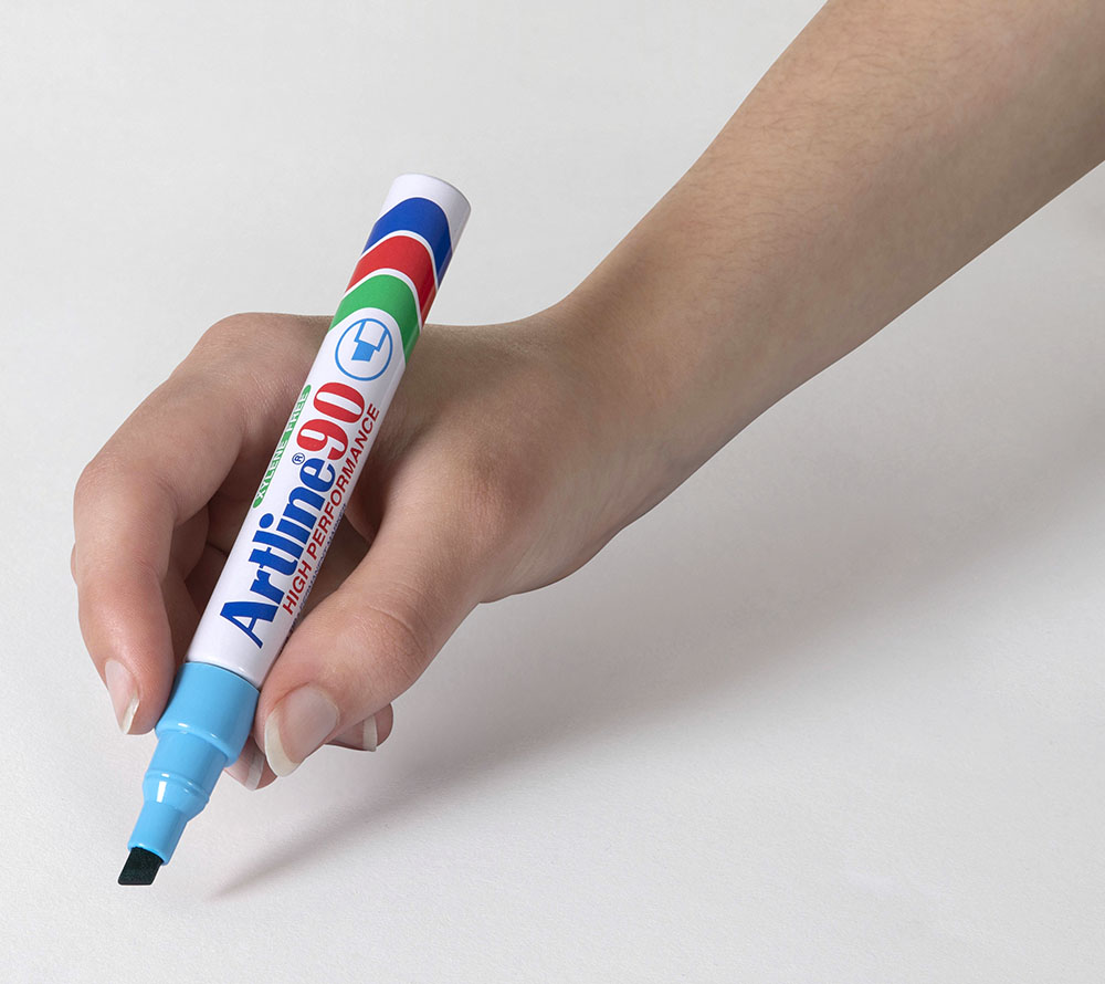 SP- MARKER ARTLINE 90 PERMANENT 5MM CHISEL NIB LIGHT BLUE