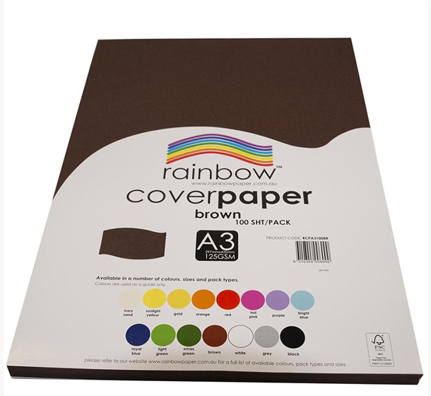 SP- COVER PAPER RAINBOW A3 125GSM BROWN PK100