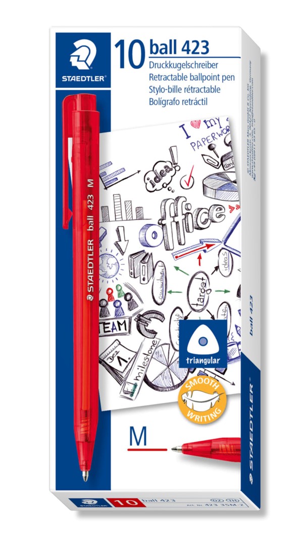 PEN STAEDTLER MEDIUM BALLPOINT 4230 RED BX10