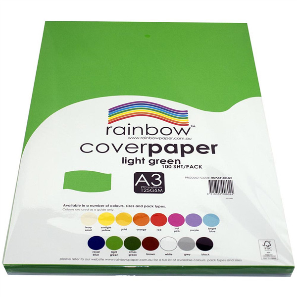 SP- COVER PAPER RAINBOW A3 125GSM LIGHT GREEN PK100
