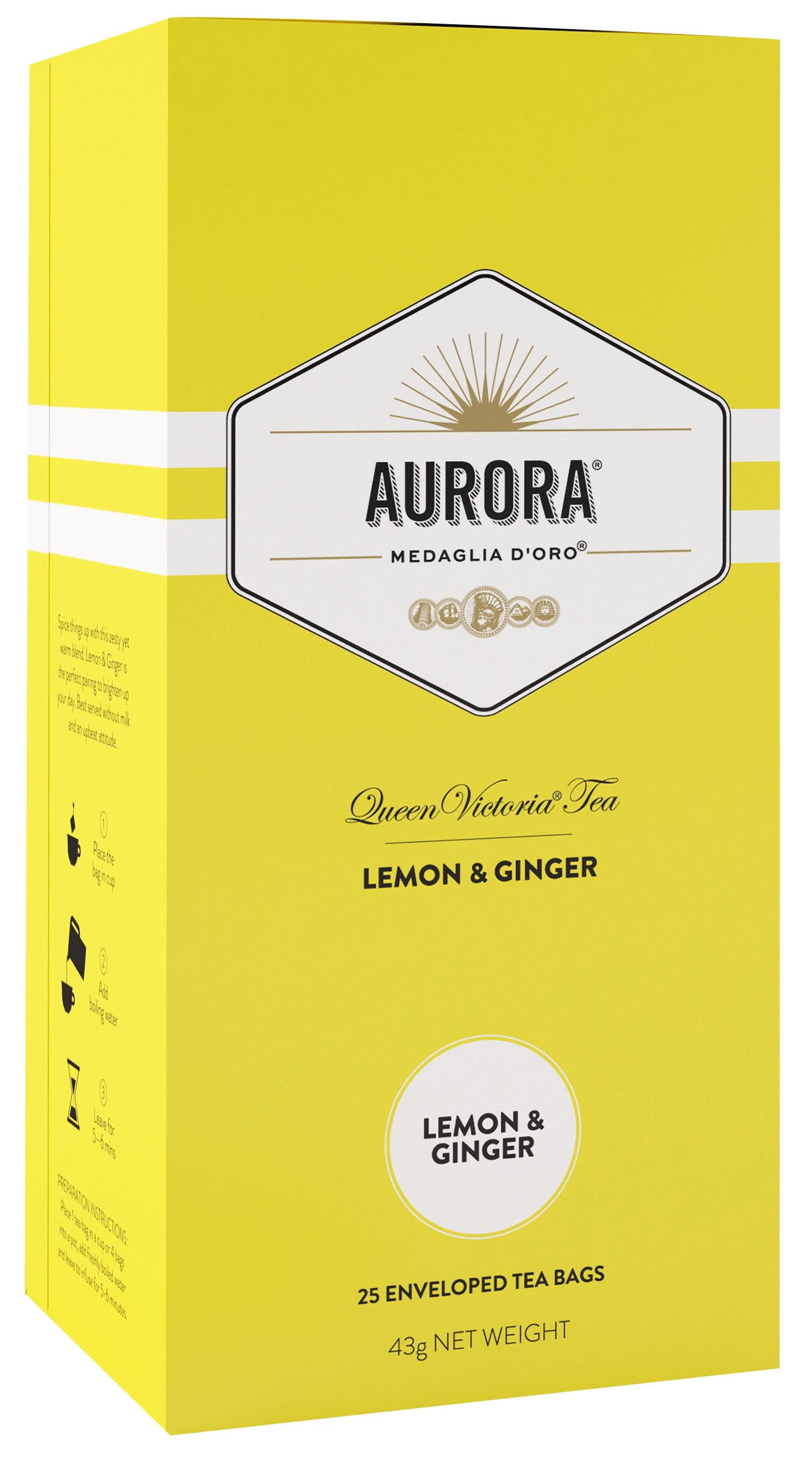 SP- TEA AURORA LEMON & GINGER 25'S YELLOW VITTORIA