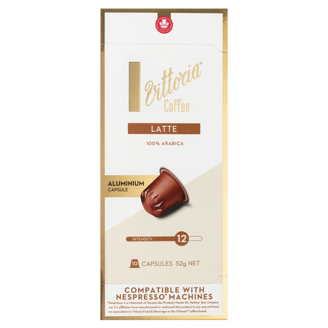 COFFEE CAPS VITTORIA 10'S NESPRESSO COMPATIBLE LATTE