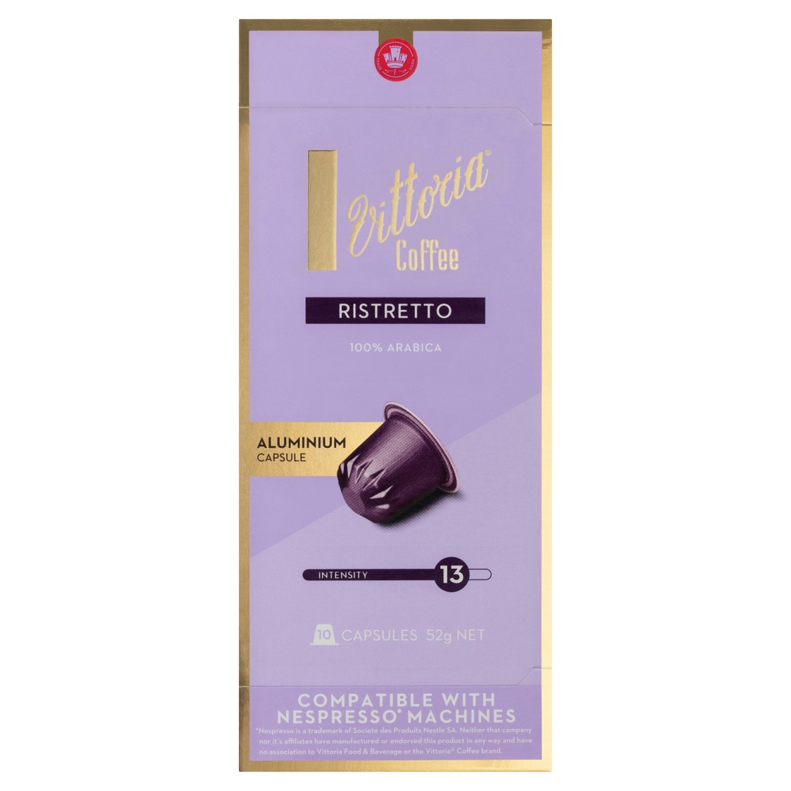 COFFEE CAPS VITTORIA 10'S NESPRESSO COMPATIBLE RISTRETTO