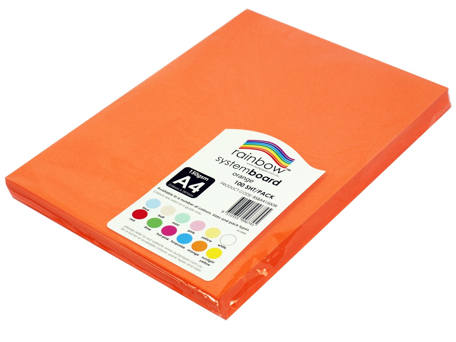 SP- SYSTEM BOARD RAINBOW A4 150GSM ORANGE PK100