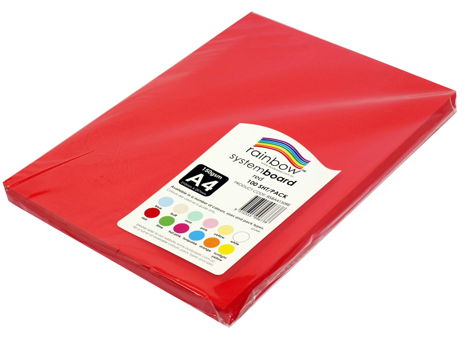 SP- SYSTEM BOARD RAINBOW A4 150GSM RED PK100