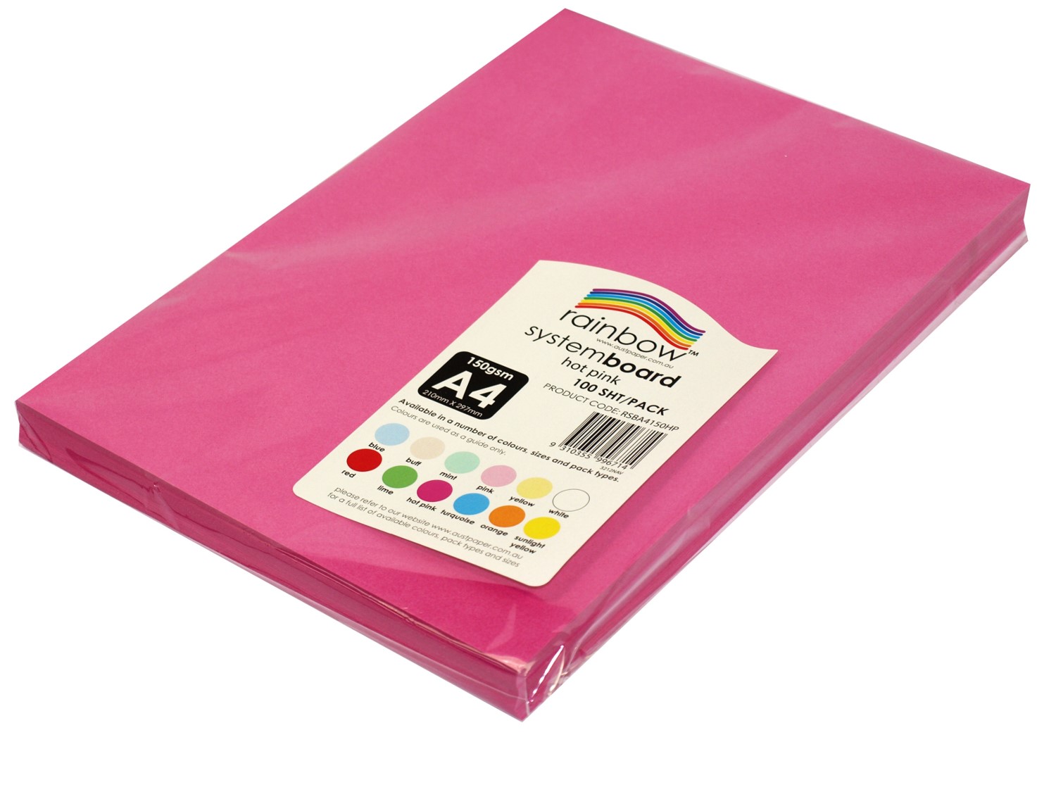SP- SYSTEM BOARD RAINBOW A4 150GSM HOT PINK PK100