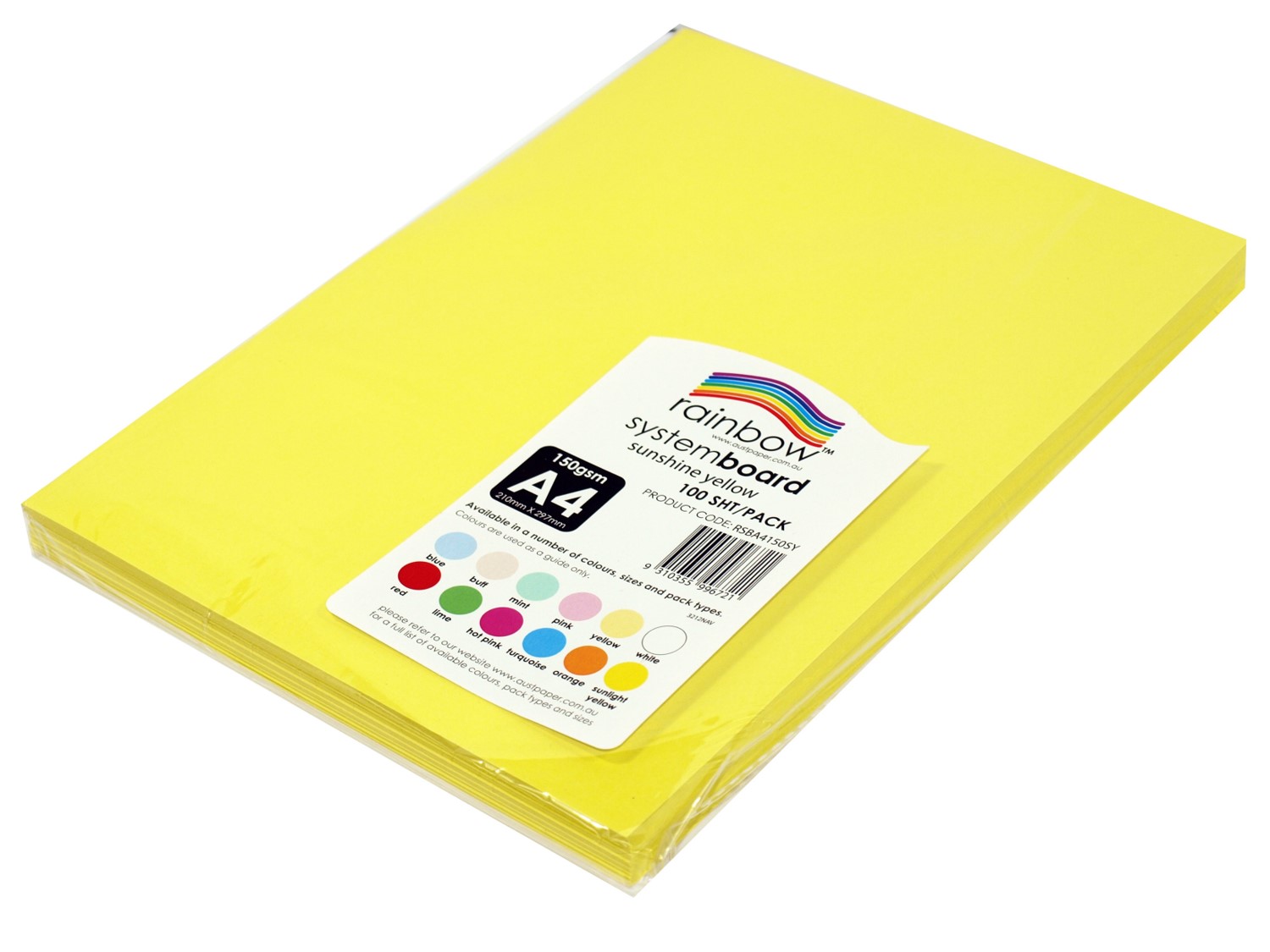 SP- SYSTEM BOARD RAINBOW A4 150GSM SUNSHINE YELLOW PK100