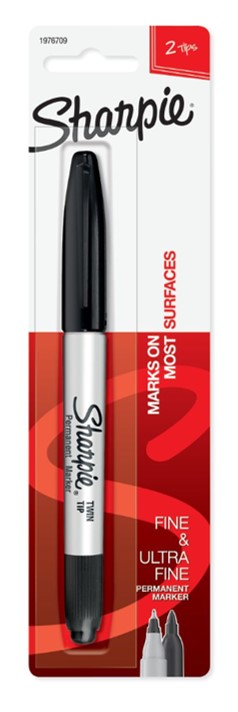 MARKER SHARPIE TWIN TIP PERMANENT BLACK BLISTER