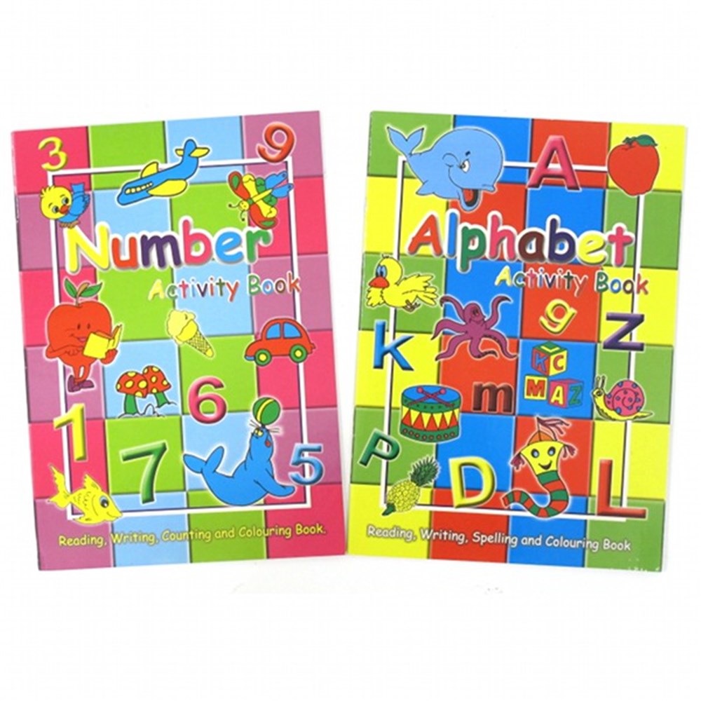 BOOK KIDS COLOURING A4 ACTIVITY NUMBER ALPHABET 2 ASST 32PG