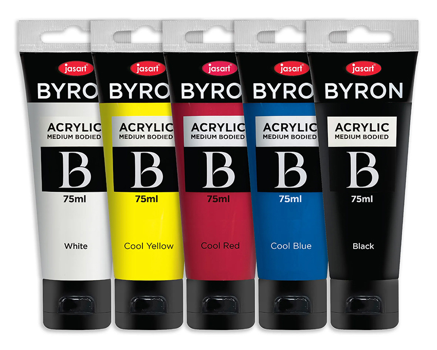 PAINT JASART BYRON ACRYLIC 75ML PRIMARY COOL SET 5