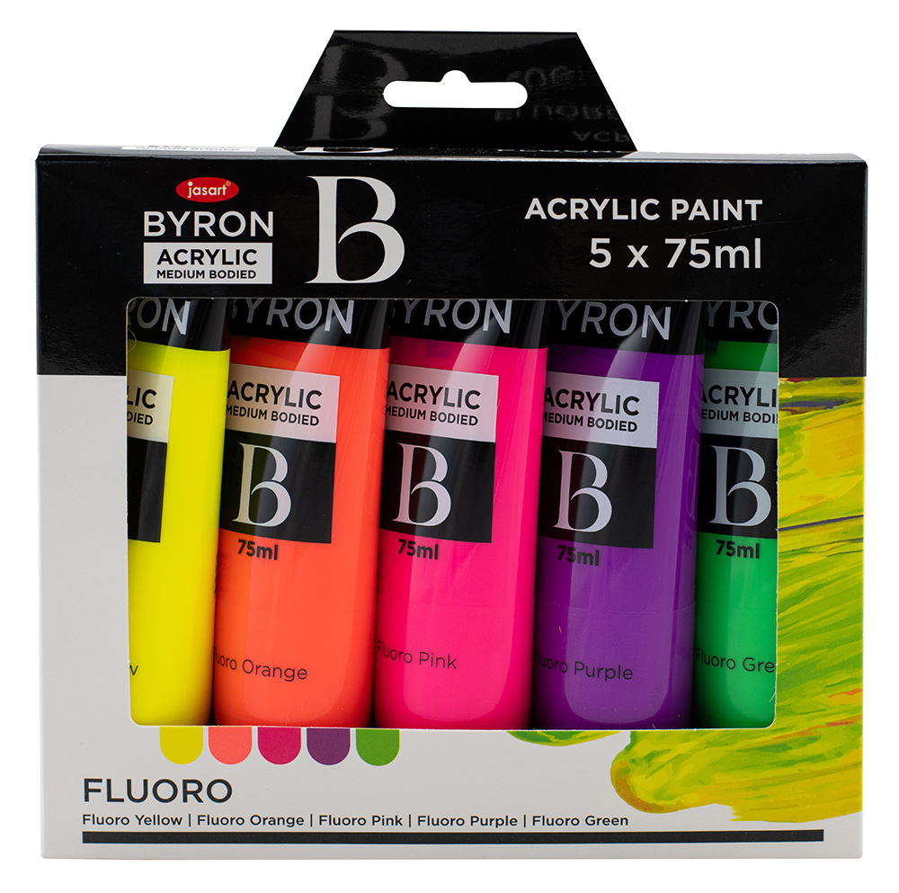 PAINT JASART BYRON ACRYLIC 75ML FLUORO SET 5