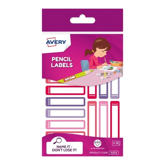 LABELS PENCIL AVERY 40MM RECTANGLE PERMANENT GIRL PK30