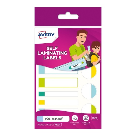 SP- LABELS KIDS AVERY SELF LAMINATING PERMANENT BOY ASST SHAPES PK24