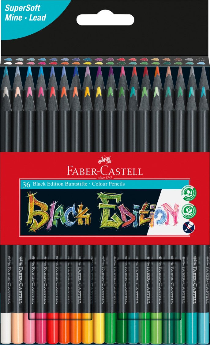 PENCILS COLOURED FABER-CASTELL BLACK EDITION PK36