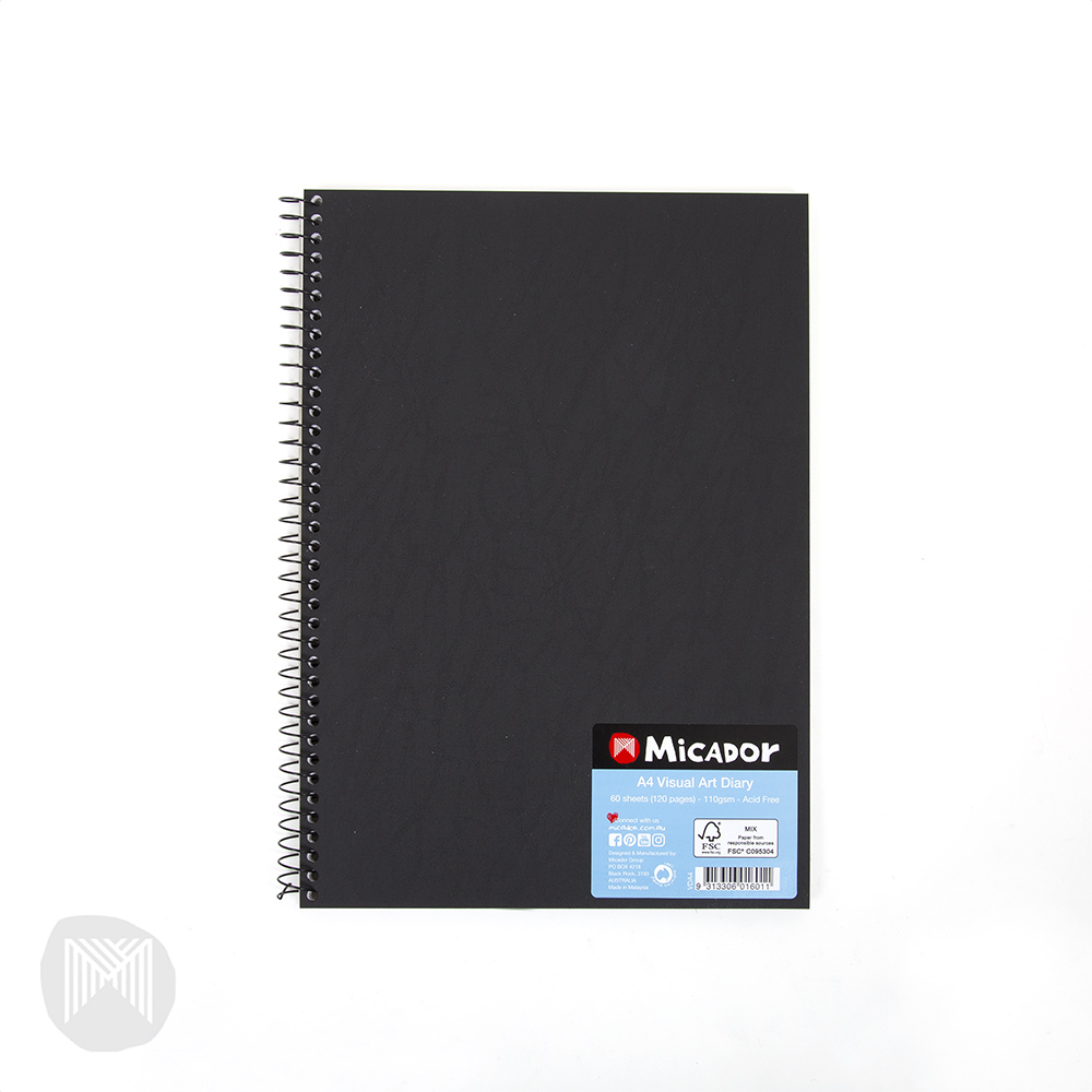 VISUAL ART DIARY MICADOR A4 BLACK COVER