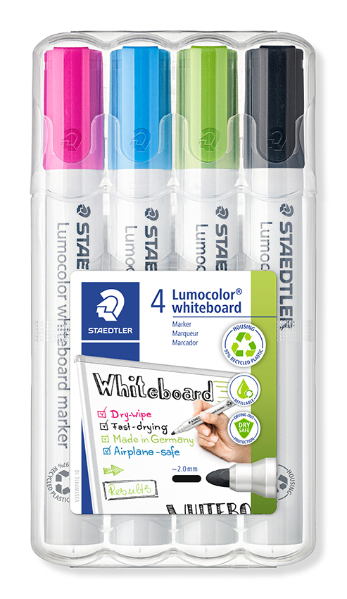 MARKER WHITEBOARD STAEDTLER LUMOCOLOR 351 BULLET ASST BRIGHTS WLT4