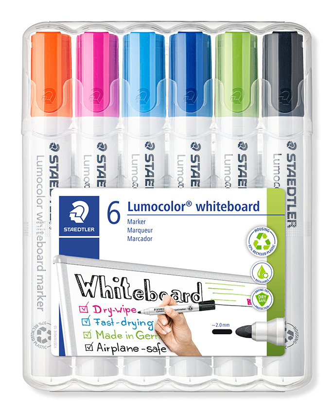 MARKER WHITEBOARD STAEDTLER LUMOCOLOR 351 BULLET ASST BRIGHTS WLT6