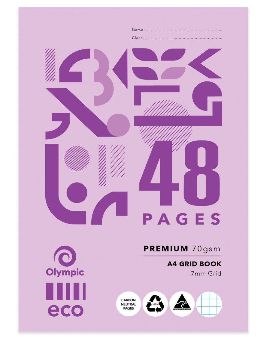 GRID BOOK OLYMPIC A4 ECO RECYCLED 7MM GRID G748P 48PG