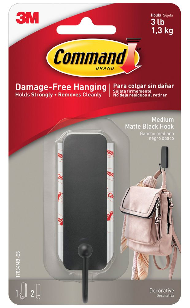 SP- HOOK COMMAND 3M MED 17034MB MATTE BLACK 1PK