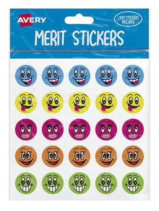 MERIT STICKERS AVERY FSC SMILEY FACES MULTI PK300