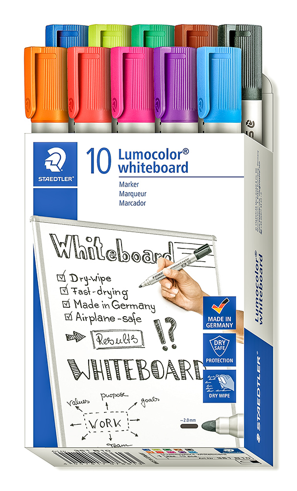 MARKER WHITEBOARD STAEDTLER 351 BULLET ASST BX10