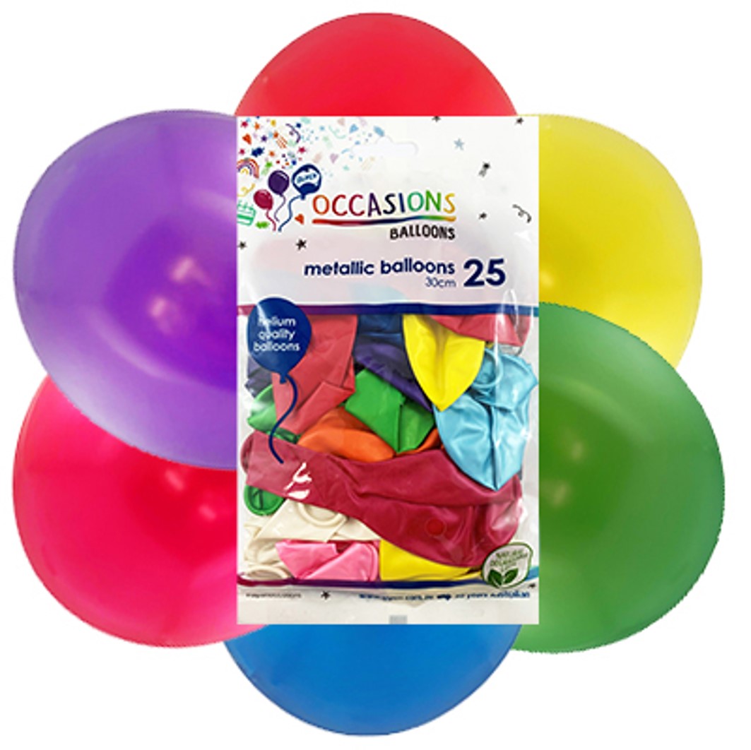 BALLOONS ALPEN 30CM METALLIC ASSORTED PK25