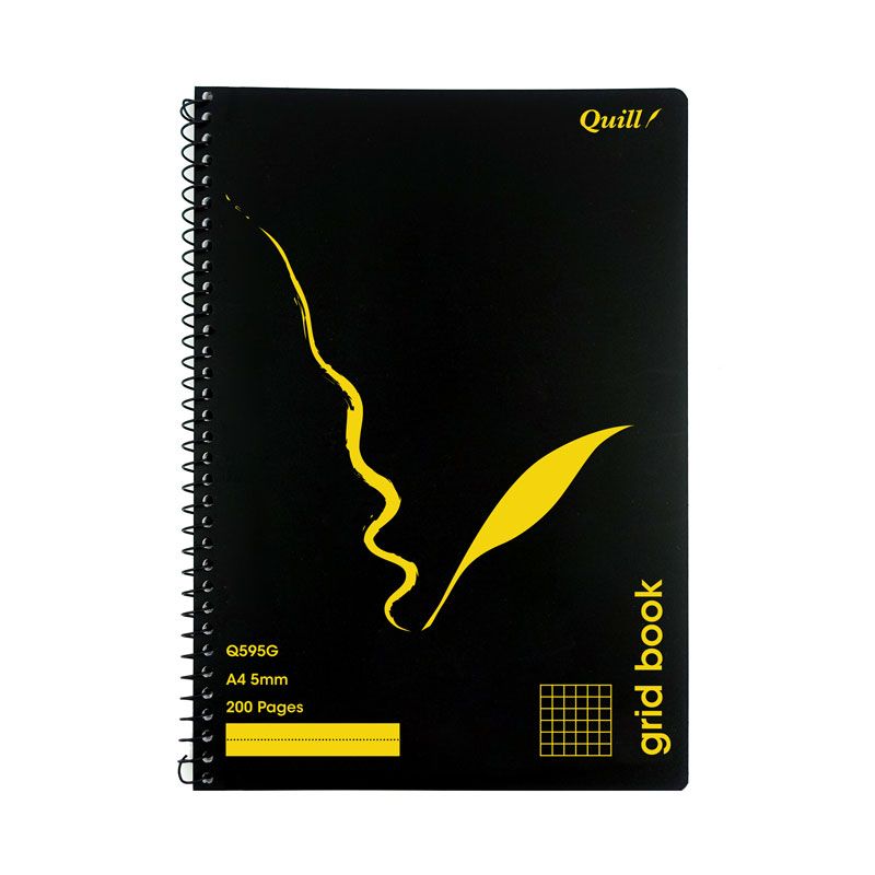 GRID BOOK QUILL A4 5MM GRID BLACK 120PG