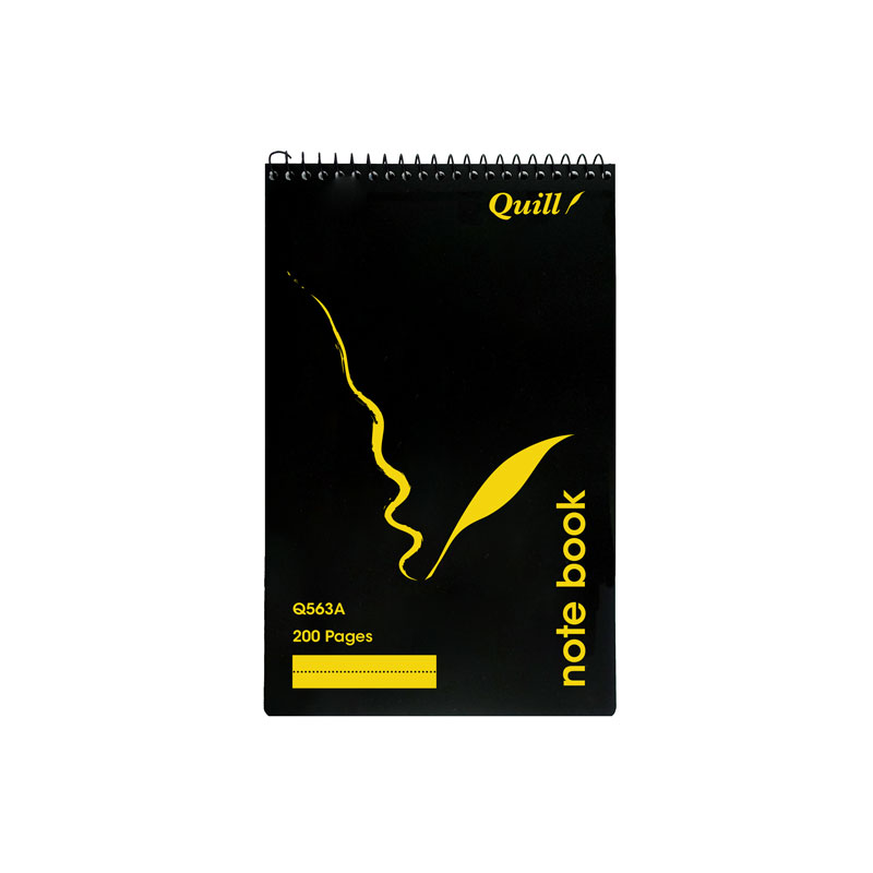 NOTEBOOK QUILL 200X127 RULED T/O BLACK 200PG