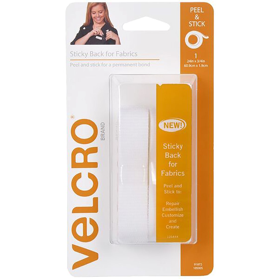 TAPE VELCRO 19MMX60CM FABRIC WHITE
