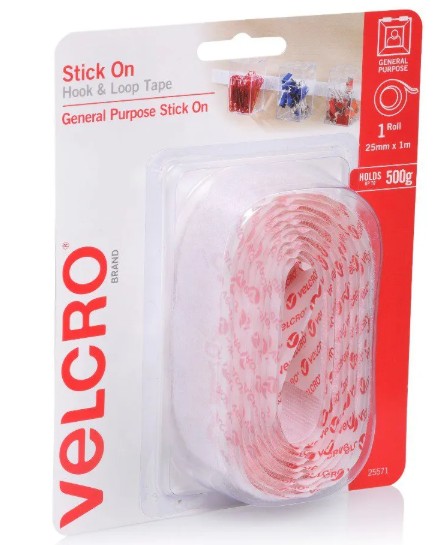SP- HOOK & LOOP TAPE VELCRO 25MMX1M WHITE