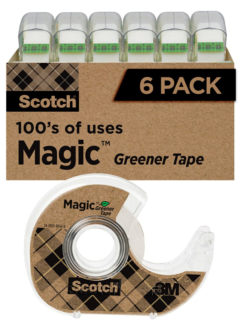 TAPE SCOTCH 6123 19MM X 15.2M GREENER DISPENSER CLEAR PK6