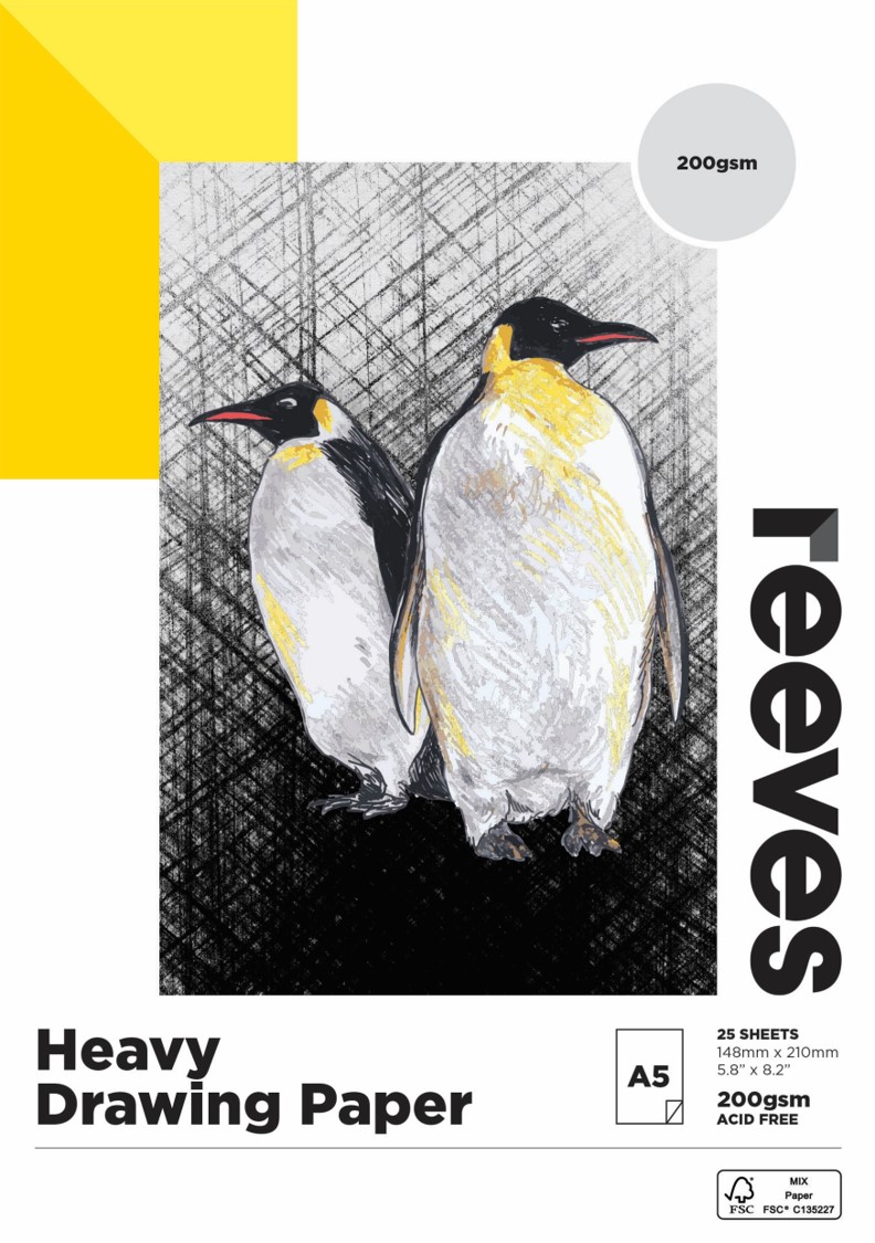 DRAW PAD REEVES A5 200GSM HEAVY 200GSM FSC MIX CREDIT 25 SHEETS