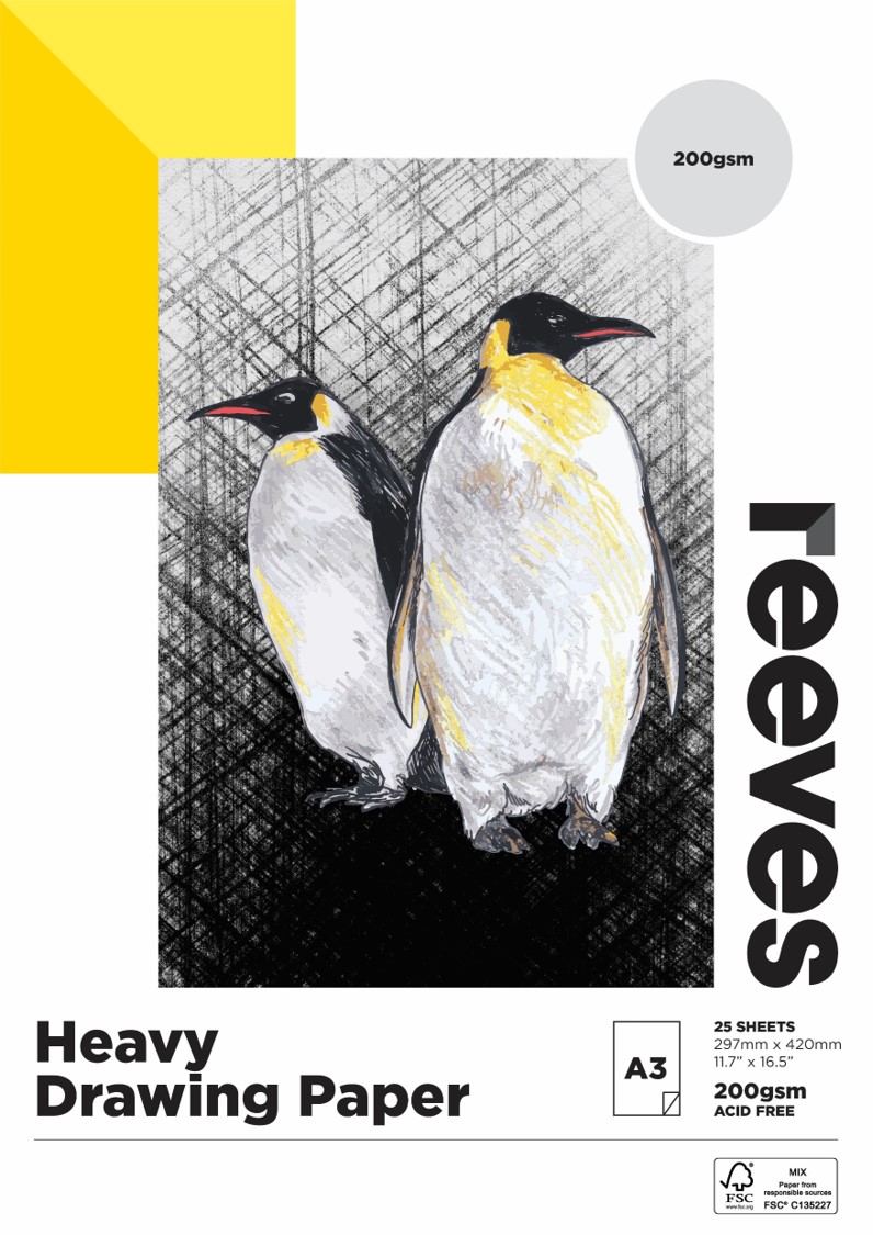 DRAW PAD REEVES A3 200GSM HEAVY 200GSM FSC MIX CREDIT 25 SHEETS