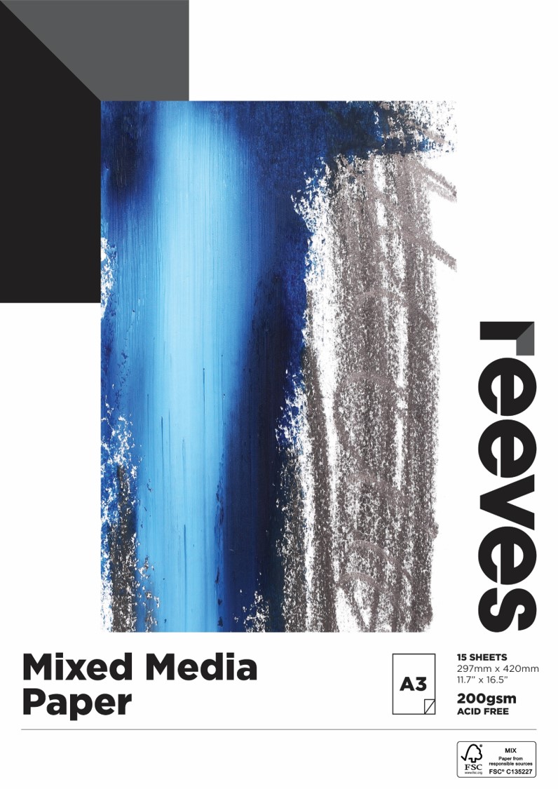 SP- MEDIA PAD REEVES A3 MIXED 200GSM FSC CREDIT 15 SHEETS