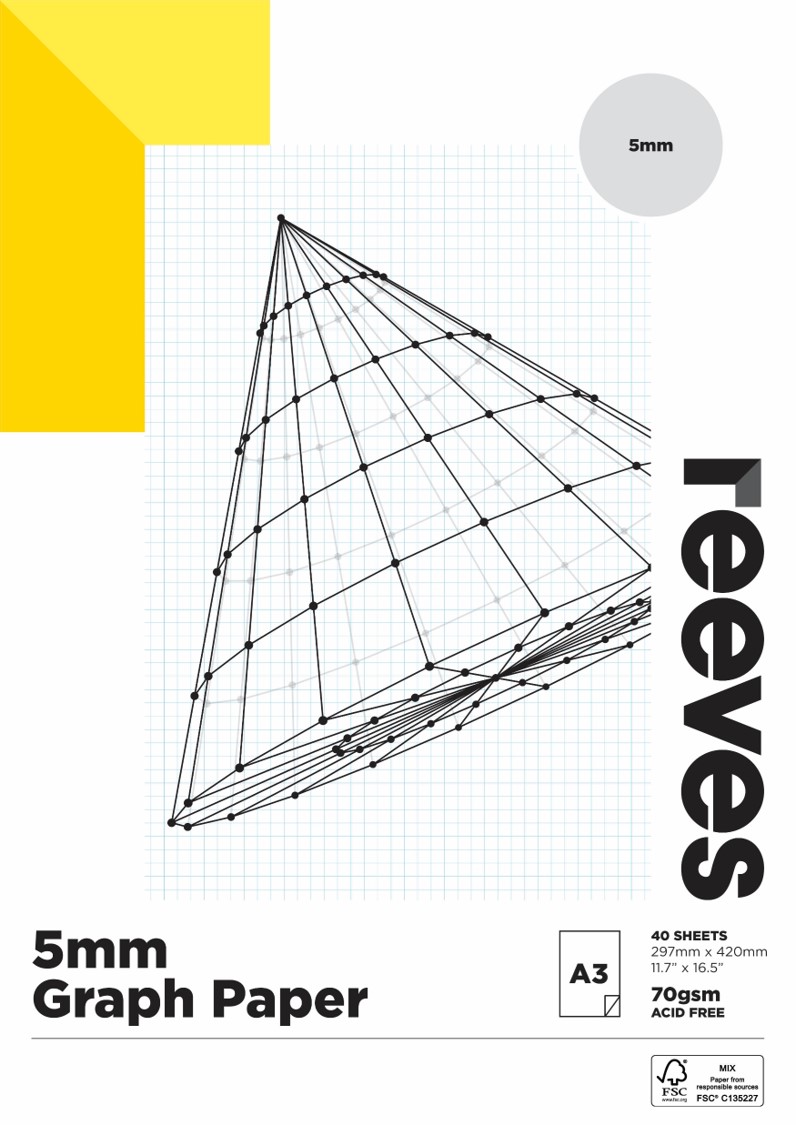 GRAPH PAPER PAD REEVES A3 5MM 70GSM FSC MIX CREDIT 40 SHEETS