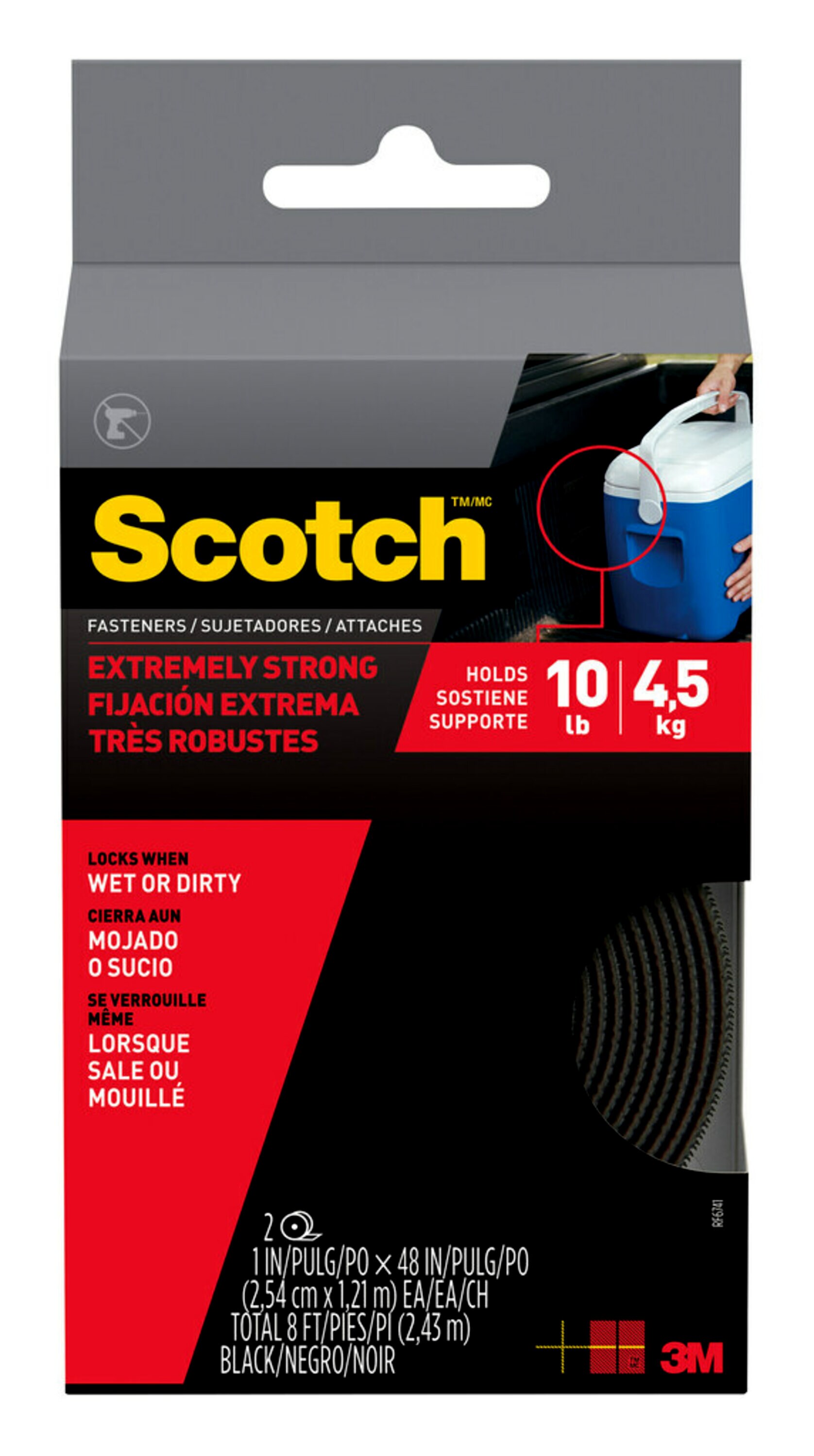 FASTENER SCOTCH 25.4MM X 1.2M EXTREME BLACK ROLL