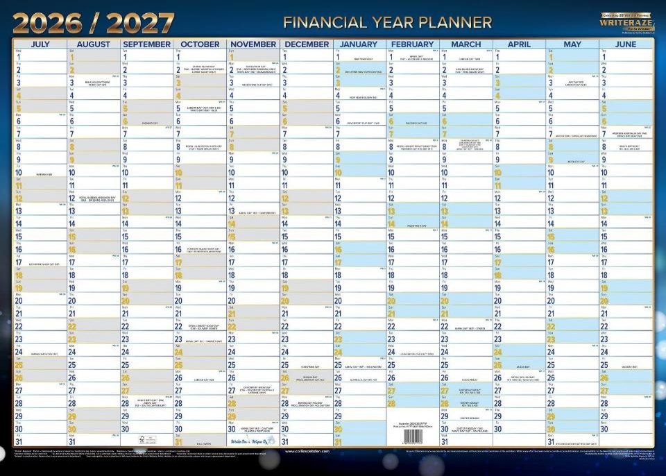 WALL PLANNER FINANCIAL YEAR 26-27 WRITERAZE 500X700 QC2